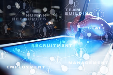 Human resource management, HR, recruitment, leadership and teambuilding. Business and technology concept.