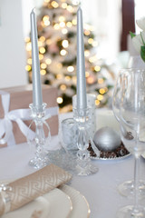 Elegant dining table and Christmas tree