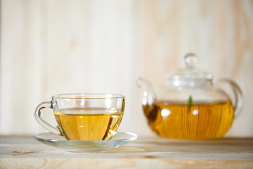 Hot herbal healthy tea with ingredients