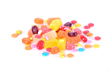  Colorful candies. Isolated on white background seamless image