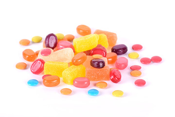 Fototapeta na wymiar Colorful candies. Isolated on white background seamless image
