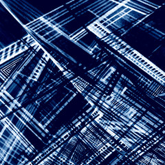 Fototapeta na wymiar Abstract dark blue geometry background. White lines on hand painted grunge texture.
