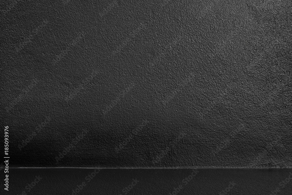 Poster black interior cement wall room background,mock up template for display of design,leave side space f