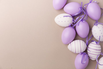 Purple decorated Easter eggs