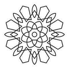 Simple Mandala Shape for Coloring. Vector Mandala. Floral. Flower. Oriental. Book Page. Outline.