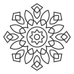 Simple Mandala Shape for Coloring. Vector Mandala. Floral. Flower. Oriental. Book Page. Outline.