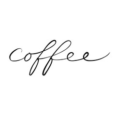 Vector illustration of thin calligraphic written coffee word.