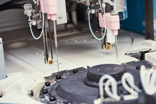 Dope test. biochemical medical laboratory. Analyzer at work