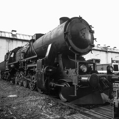 Old steamer in a railway depot