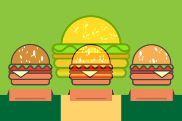 three hamburger symbol icon vector illustration green background