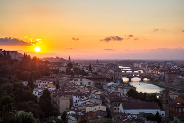 View of the Florence at sunset, Italy
