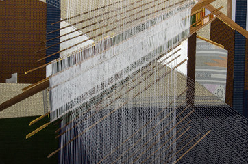 Silk fabric, hand weaving process in Thailand