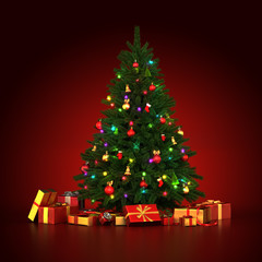 Obraz na płótnie Canvas 3d Rendering decorated Christmas tree