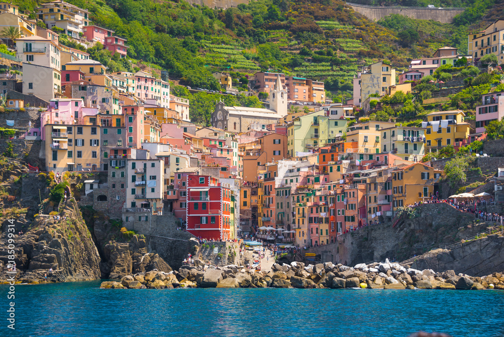 Wall mural Riomaggiore village of Cinque Terre in Italy