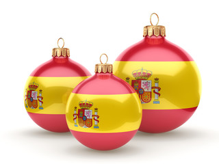 3D rendering Christmas ball with the flag of Spain