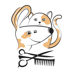 Grooming dogs and cats silhouettes