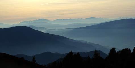 mountains in the morning fog