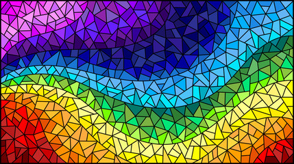 Fond de vitrail abstrait, les éléments colorés disposés en spectre arc-en-ciel