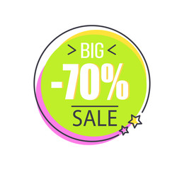 Big 70 Sale Round Promo Sticker in Circle Price