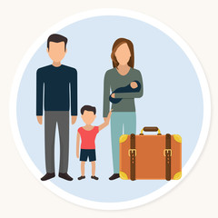 Flüchtlinge Familie mit Koffer Flat Design