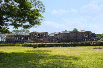 Fototapeta na wymiar Outer view of the Hoysaleswara Temple, Hoysala style, Halebidu, Karnataka,