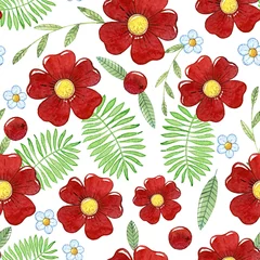  seamless pattern with flowers, berries and leaves © 4uda4ka