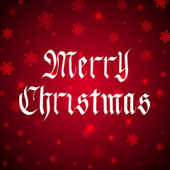 Fototapeta na wymiar Vector Merry Christmas Lettering in Gothic Style over Red.