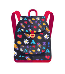 Backpack made of Fabric with Red Heart, Flower