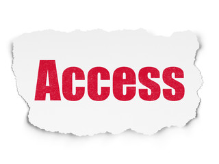 Privacy concept: Painted red text Access on Torn Paper background with  Binary Code