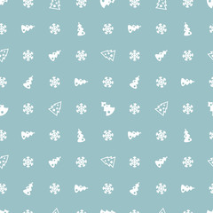 Christmas trees and snowflakes blue pattern