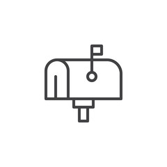 Mail box line icon, outline vector sign, linear style pictogram isolated on white. Mailbox symbol, logo illustration. Editable stroke