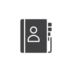Contact book icon vector, filled flat sign, solid pictogram isolated on white. Address book symbol, logo illustration.