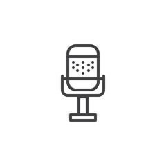 Microphone line icon, outline vector sign, linear style pictogram isolated on white. Voice record symbol, logo illustration. Editable stroke