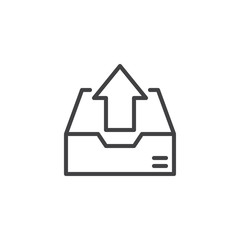 Fototapeta na wymiar Folder with upload arrow line icon, outline vector sign, linear style pictogram isolated on white. Outbox symbol, logo illustration. Editable stroke