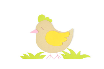 Hen paper cut on white background - isolated