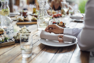 Man at Lunch Celebration