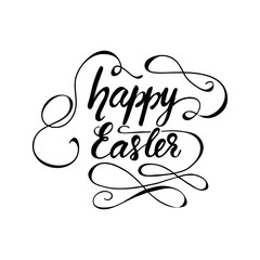 Greeting card design with lettering Happy Easter. Vector illustration.