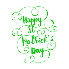 Greeting card design with lettering Happy St. Patrick's Day. Vector illustration.