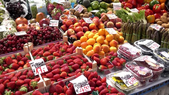 Open Wroclaw Market Grocery Vegetable and Fruit - customers choose fresh food