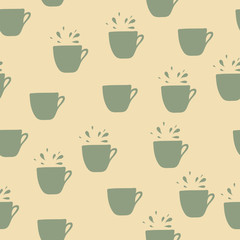 Seamless pattern with cups. Vector illustration.