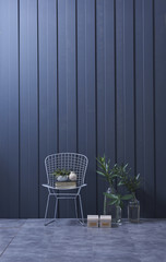 modern home design dark blue wall interior