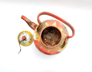 colorful vintage dirty and dusty teapot
