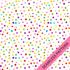 seamless pattern with festive multi-colored confetti on a white background