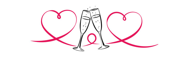 Sektgläser mit Herzen - Liebe - Feier - Anlass - Hochzeit