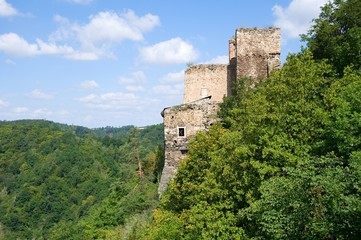 Fototapeta premium Ruins of castle Cornstejn in the Southern Moravia, Czech republic, Europe