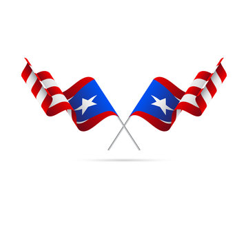 Puerto Rico flags crossed. Vector illustration.