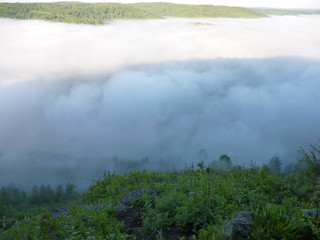 Podkatun, Katun cliffs.fog. above the clouds.