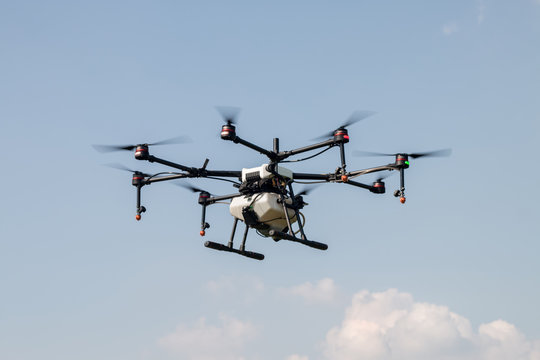 Agriculture drone aircraft for farming fly on sky