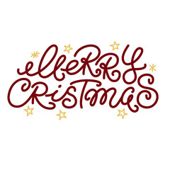 Fototapeta na wymiar Merry Christmas greeting text and doodle stars
