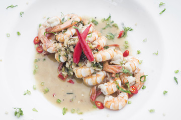 mediterranean prawns in white wine garlic and chilli sauce tapas